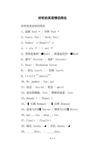 情侶英文名字(聽起來甜不甜)