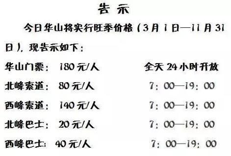 華山門票多少( 淡季和旺季價(jià)格差多少)