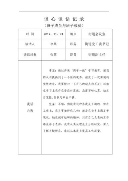 組織生活會(huì)談心談話記錄(談?wù)勀愕母惺芎拖敕ò?